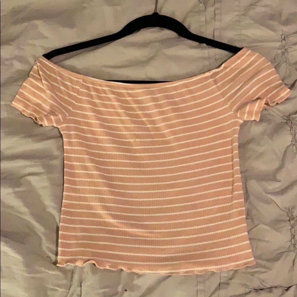 Pink and White off the shoulder top